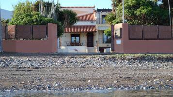 On the beach, fishing