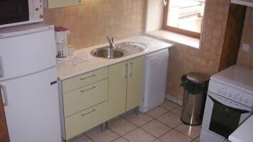 Fridge, microwave, dishwasher, coffee/tea maker