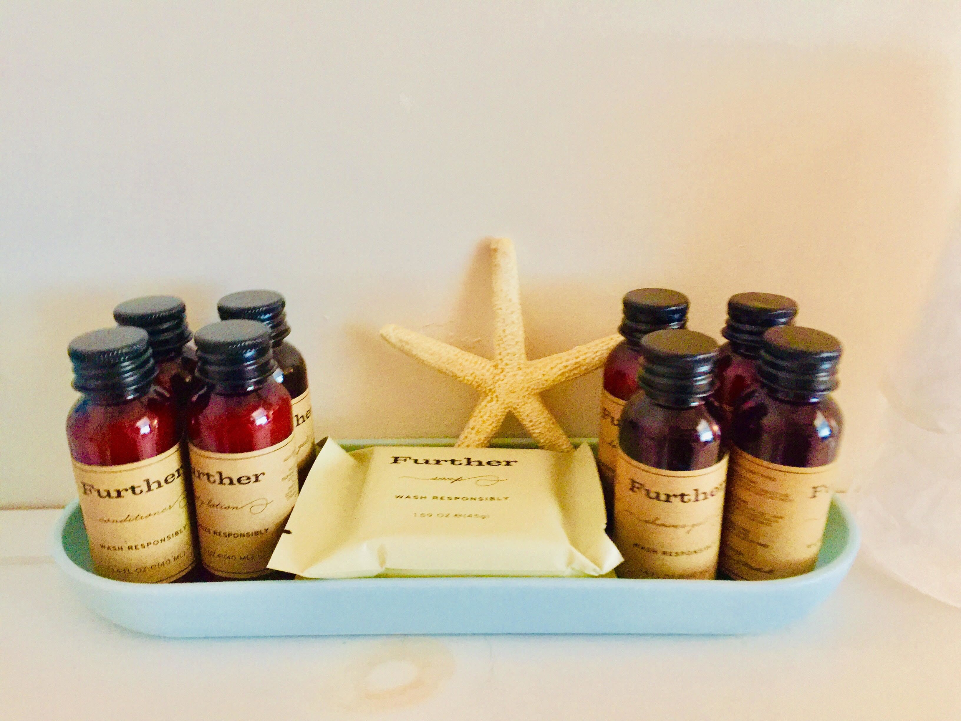 free toiletries, hair dryer, towels, soap