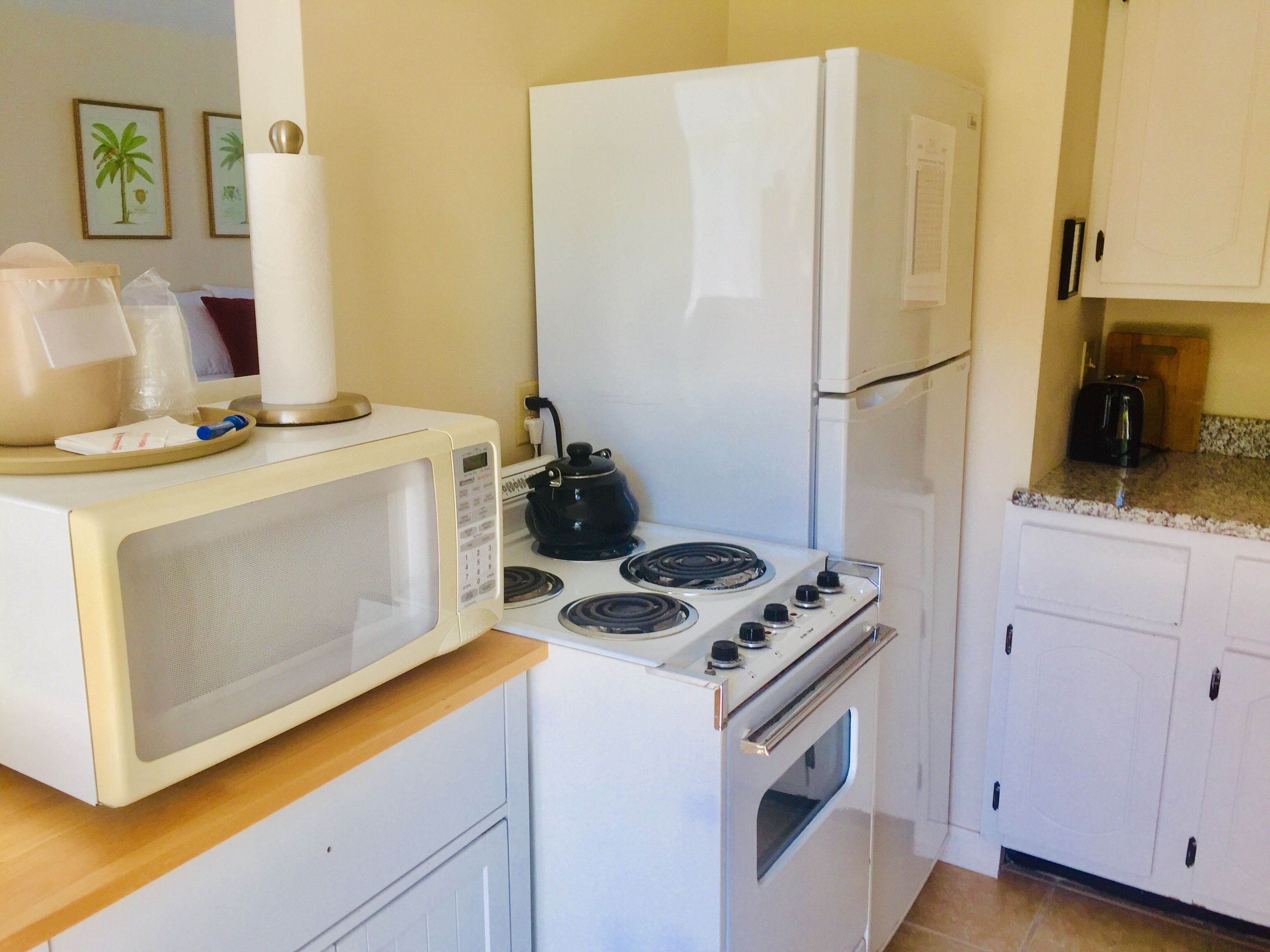 fridge, coffee/tea maker