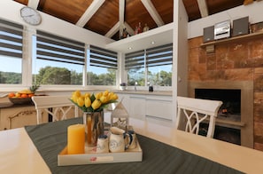 Kitchen with fireplace