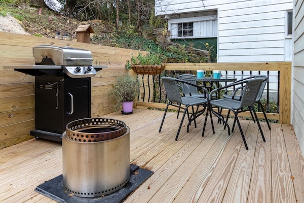 Outdoor seating, firepit, grill