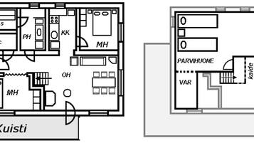 Plano de planta con habitaciones identificadas, incluyendo cocina, baño y sala de estar.
