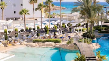 Indoor pool, 3 outdoor pools, open 9:00 AM to 6:00 PM, pool umbrellas