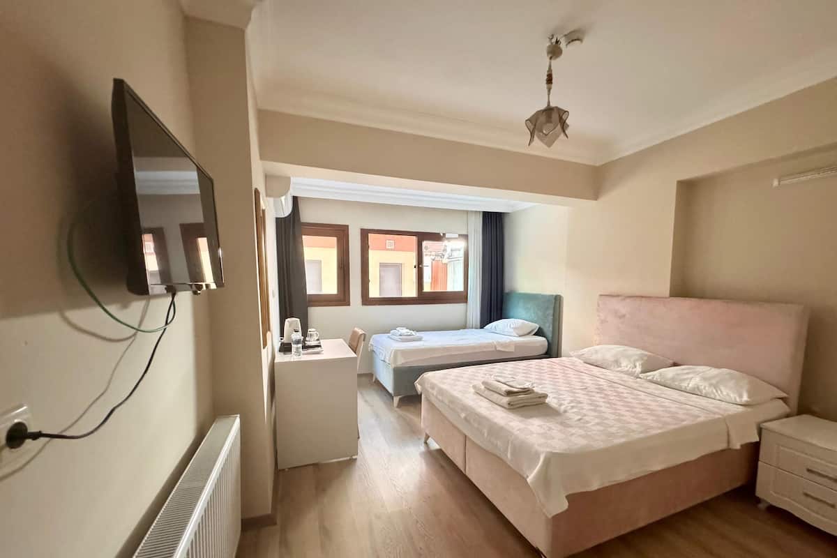 Family Double or Twin Room, Private Bathroom | Desk, laptop workspace, soundproofing, iron/ironing board