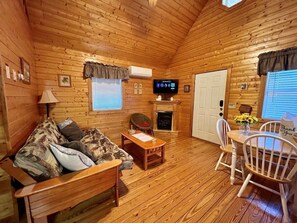 Smart TV, fireplace, DVD player