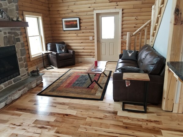 Smart TV, chimenea y estéreo 