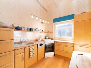 Fridge, oven, dishwasher, high chair