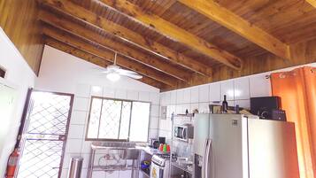 Full-sized fridge, microwave, oven, stovetop