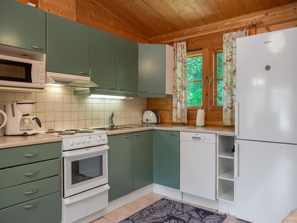 Fridge, microwave, dishwasher, high chair