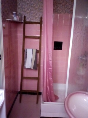 Regadera, secadora de cabello, bidet, toallas 