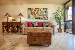 Flat-screen TV, DVD player, foosball