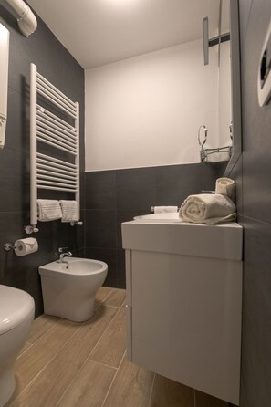 Dusche, Haartrockner, Bidet, Handtücher