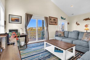 TV, DVD player, books, video library - A Pawsitive Attitude: Ocean Views, Hot Tub, Dog-friendly with Fenced Yard (Oak Island)