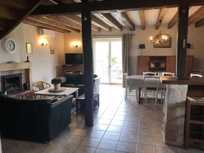 TV, fireplace, DVD player, ping pong