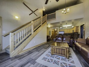 TV, fireplace, video games