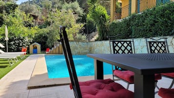 Piscina all'aperto, lettini