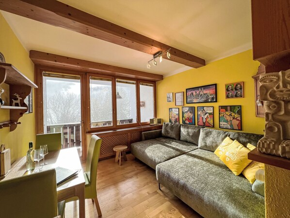 Flat-screen TV, DVD player