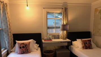 2 bedrooms, premium bedding, memory foam beds, laptop workspace
