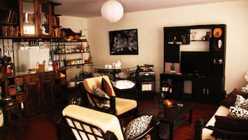 TV, DVD player, books