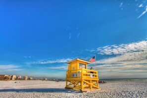 Beach nearby, sun loungers, beach umbrellas, beach towels