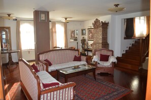 TV, fireplace, DVD player, books