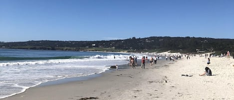 Beach nearby, sun loungers, beach towels