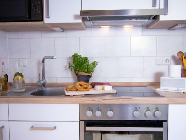 Fridge, microwave, oven, toaster