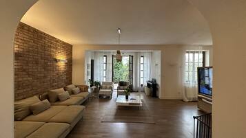 TV, fireplace, computer monitors