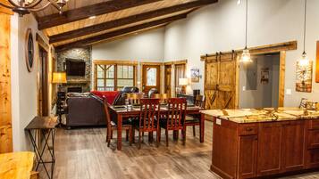 The Mountain Laurel | Living area | 50-inch LED TV with cable channels, TV, fireplace