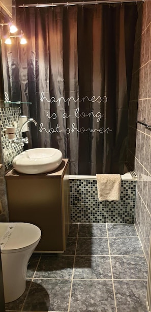 Sèche-cheveux, serviettes fournies, shampoing, papier toilette