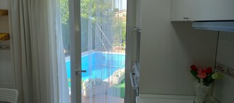 Chalet with mountain views and private pool, ideal for families. 