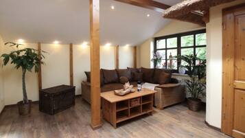 Smart-TV, DVD-Player, Bücher, Stereoanlage