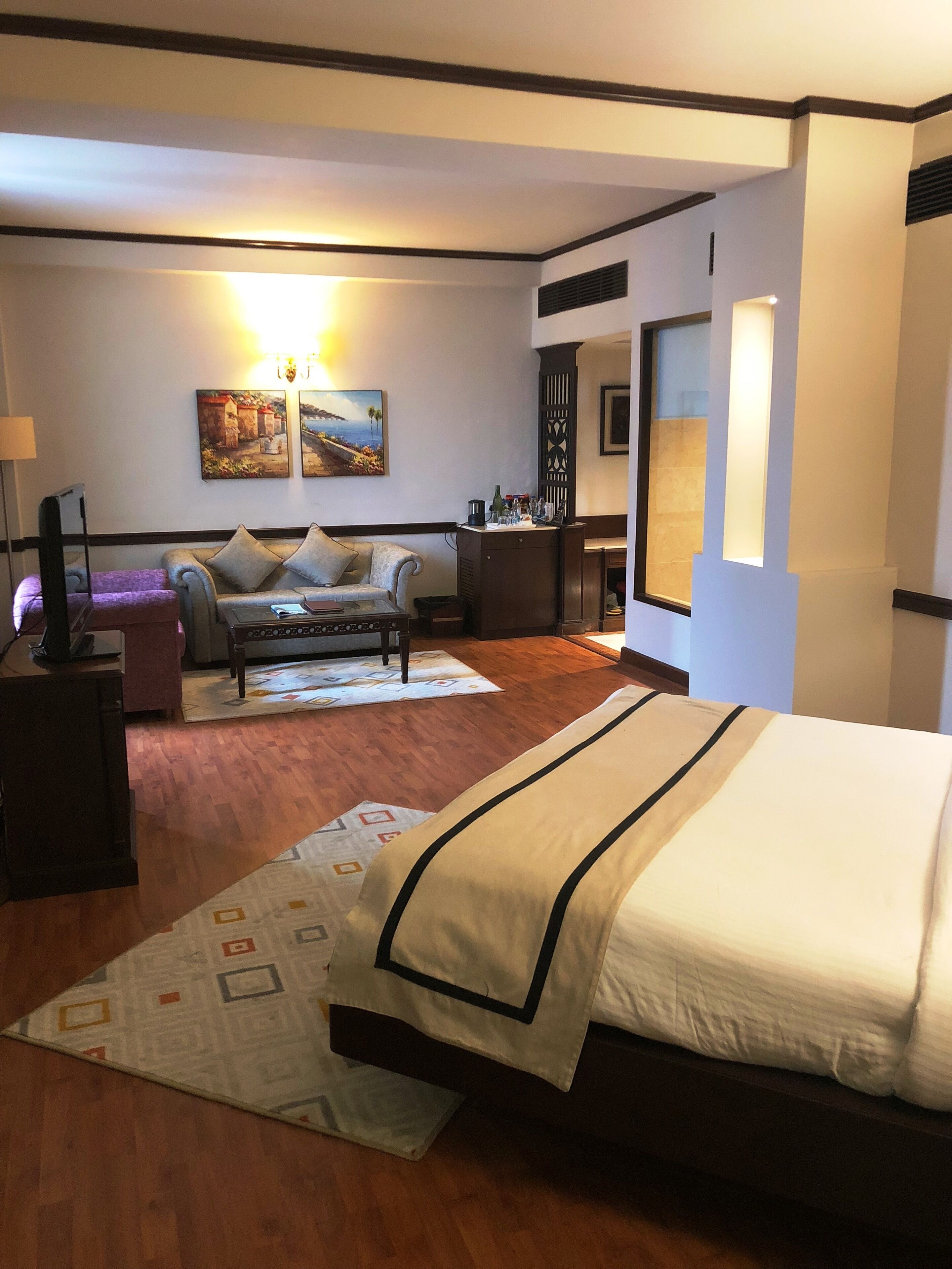 總統客房, 1 張特大雙人床 | 客廳 | 32-吋 LCD 液晶電視、付費頻道、電視