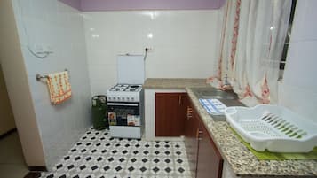 Fridge, microwave, oven, electric kettle