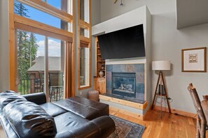 TV, fireplace