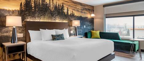 In-room safe, desk, laptop workspace, blackout curtains