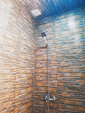 Shower, slippers, towels