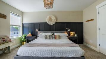 4 bedrooms, desk, iron/ironing board, travel crib