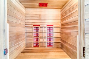 Sauna - Rustic home with a wood stove, private dry sauna, & two decks with forest views (Lakeshore)