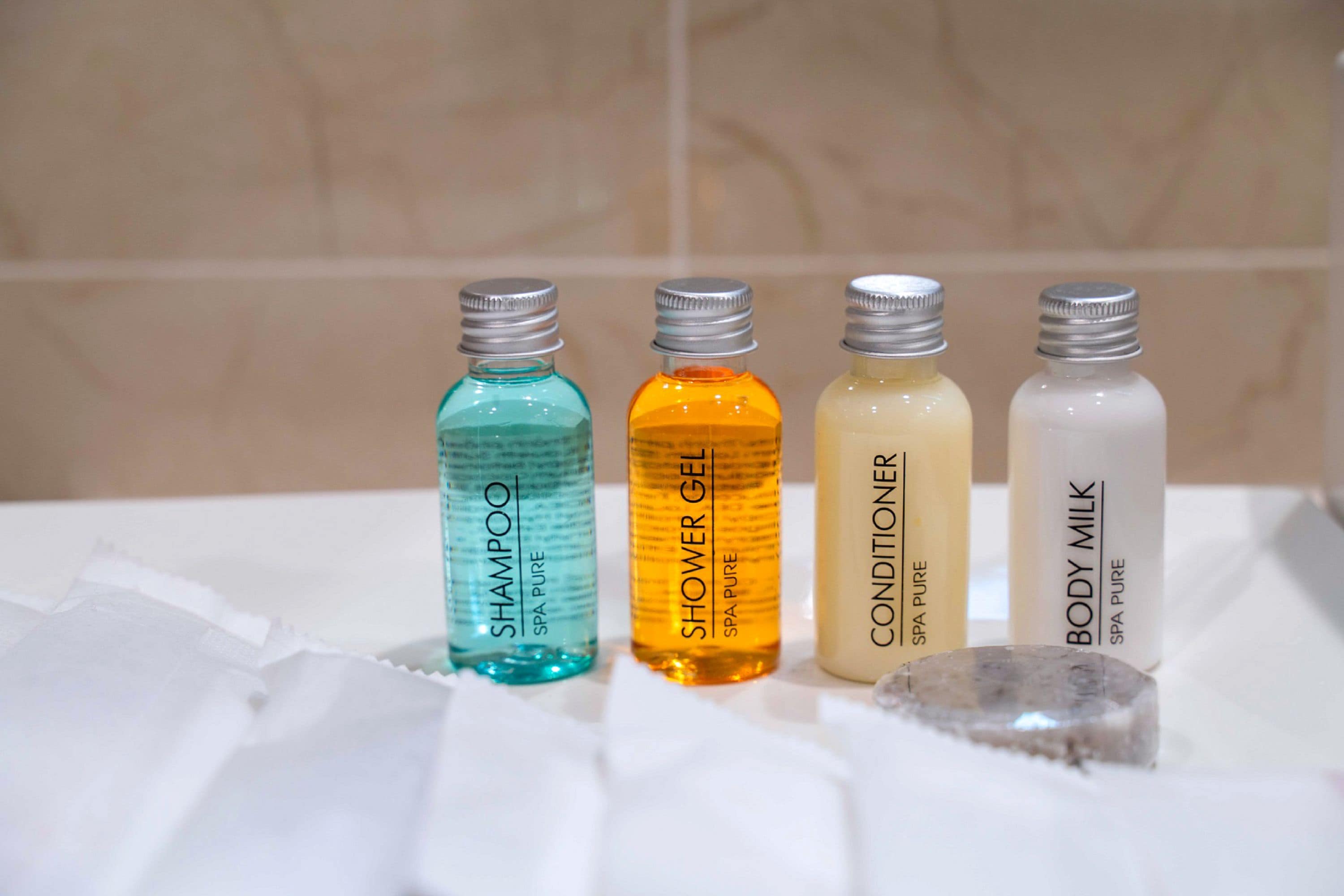 combined shower/bathtub, free toiletries, hair dryer, bathrobes