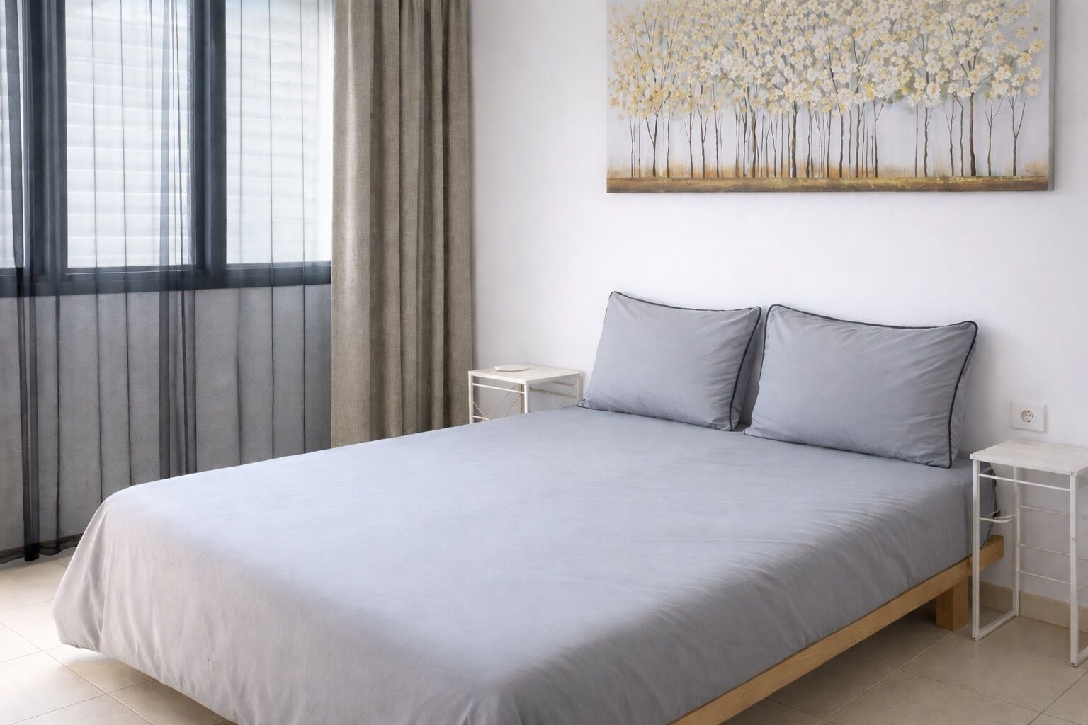 家庭公寓, 2 间卧室, 厨房, 城市景观 | 埃及棉床单、高档床上用品、羽绒被、加厚床垫