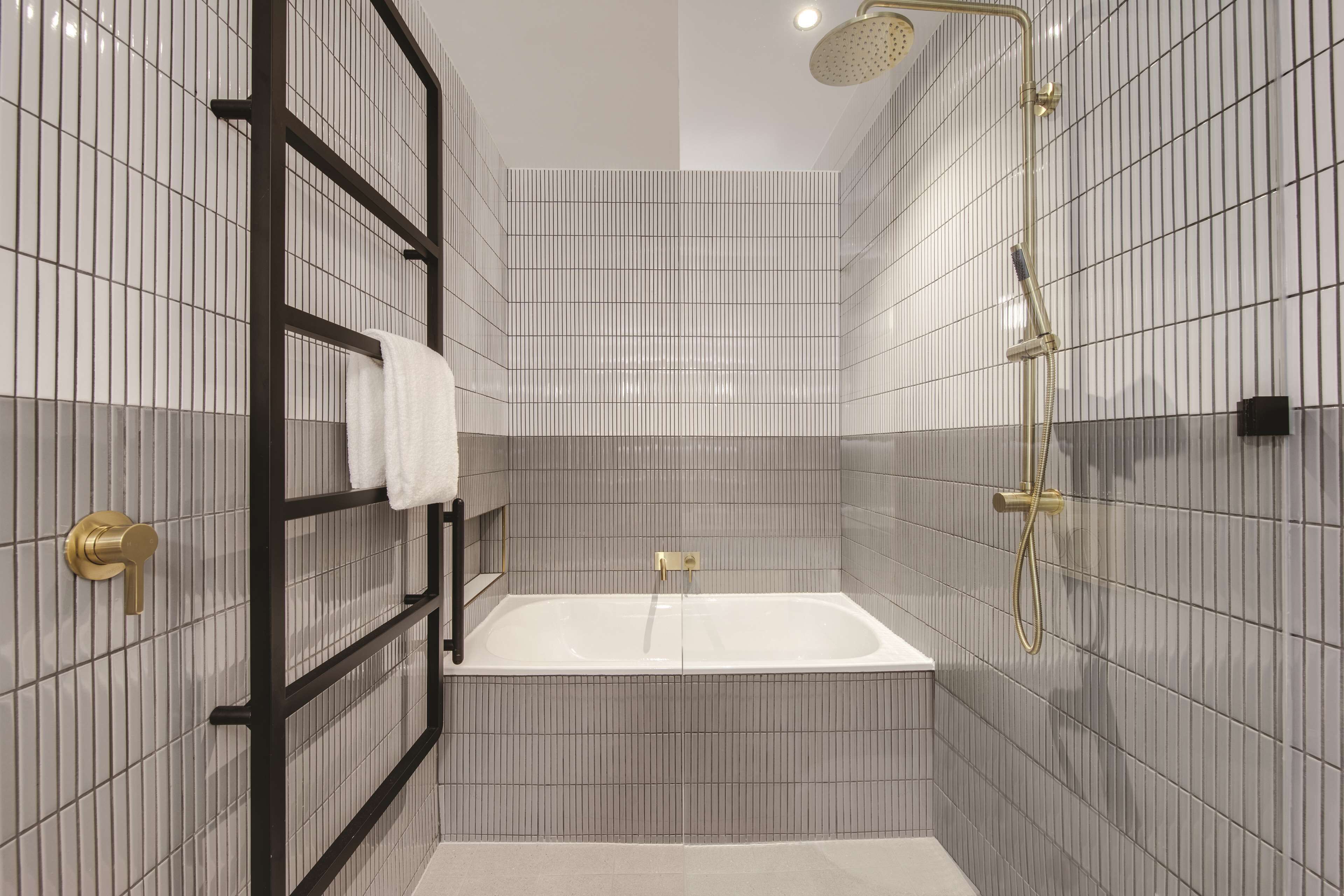 shower, eco-friendly toiletries, hair dryer, towels