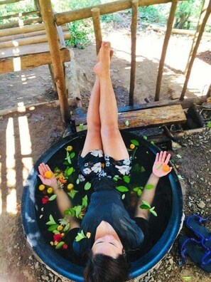 Shower, towels, toilet paper