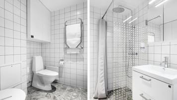 Dusche, Handtücher, Seife, Toilettenpapier