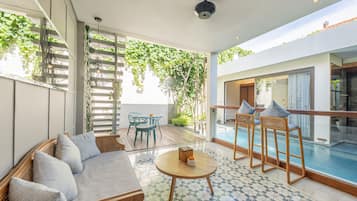 One Bedroom Villa with Private Pool & Floating Bathtub | Living area | 50-inch LED TV with digital channels, Netflix, streaming services