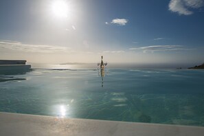 Seasonal outdoor pool, pool umbrellas, sun loungers