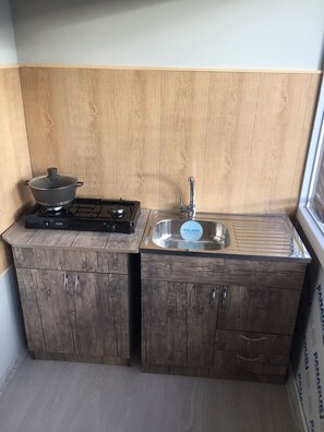 Fridge, cookware/dishes/utensils, dining tables - Old apartment in Tbilisi (Tbilisi)