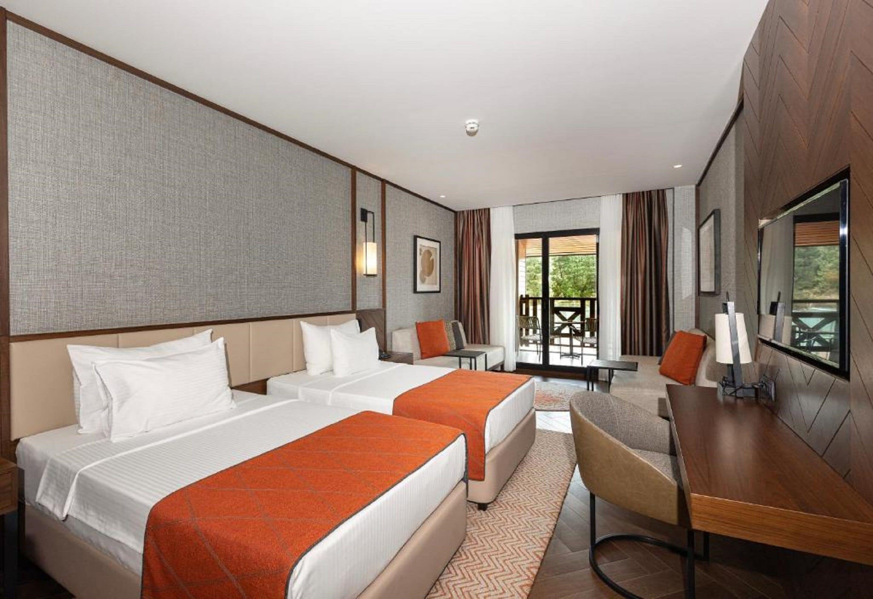 Deluxe Room with 2 Single Beds, Forest View | Minibar, in-room safe, desk, laptop workspace