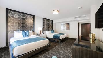Standard Double Room, 2 Queen Beds, Private Bathroom (Self check-in) | Pillowtop beds, in-room safe, desk, laptop workspace